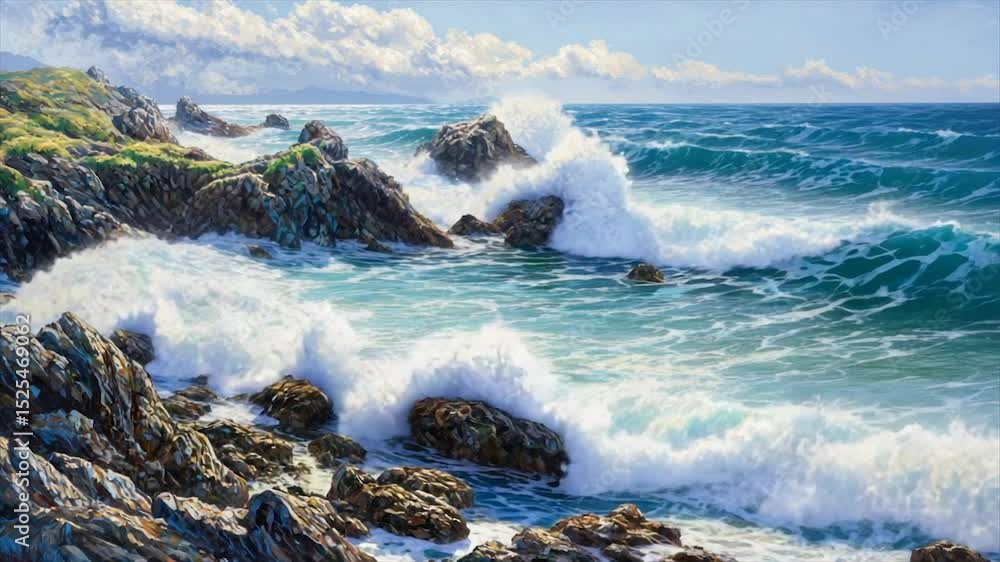 Rocky Coastline with Powerful Waves Rocky Coastline with Powerful Waves