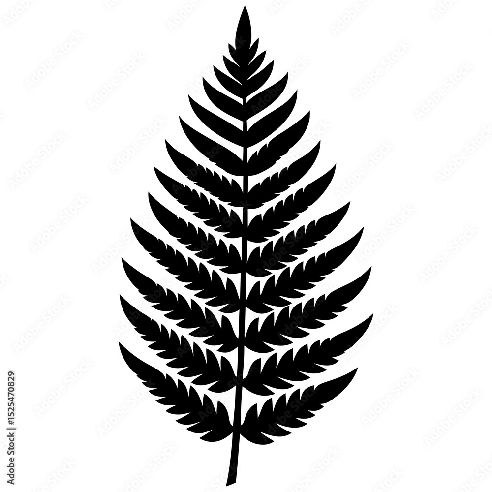 Fototapeta premium minimal-fern-leaf-vector-icon-on-white