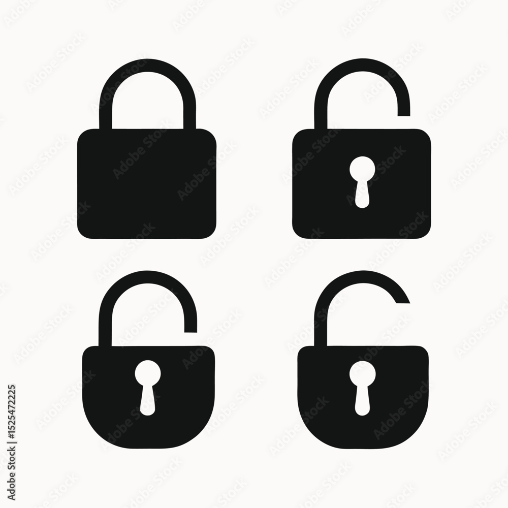Open and Closed Padlock Icons Simple Security Symbols for Design Projects Open and Closed Padlock Icons Simple Security Symbols for Design Projects