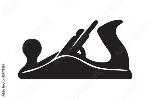 Carpentry vintage jointer silhouette of carpenter jack plane tool silhouette.