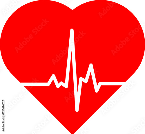 heart love icon with a pulsing line. Stock vector illustration