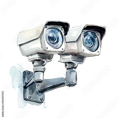 Webcams, watercolor clipart vector, high quality, isolated on a white background.