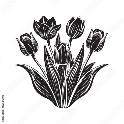 tulip flower minimalist silhouette vector