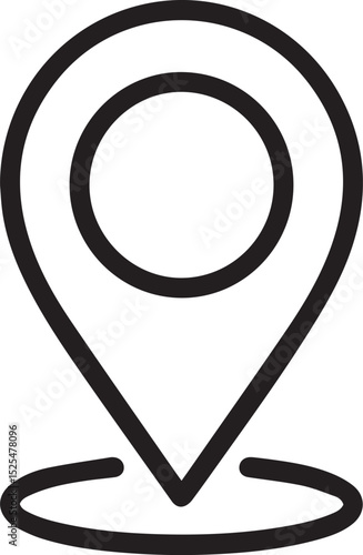 Simple black line location pin icon graphic