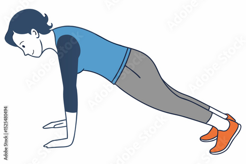Female push - up variation, fitness diversity, workout modification, strength exercise, physical training, home workout, woman athlete, health routine, body fitness, sport activity.