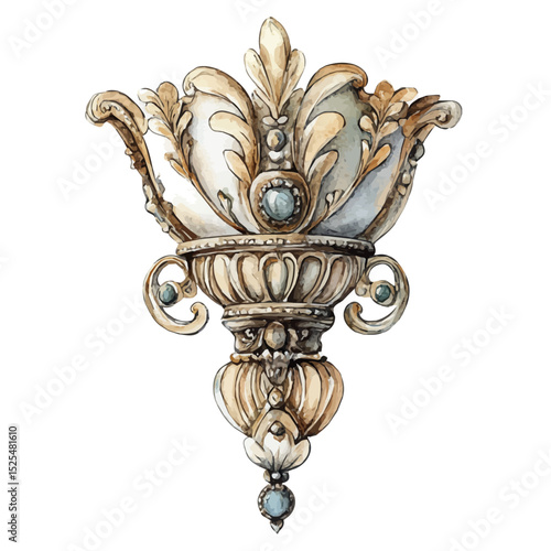 Wall Sconce, watercolor clipart vector, high quality, isolated on a white background.