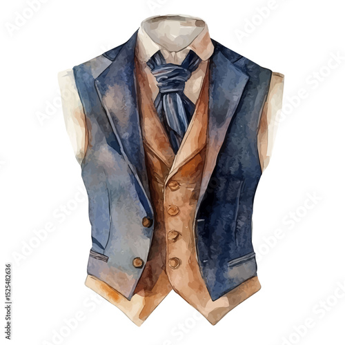 Waistcoat, watercolor illustration vector, high quality, isolated on a white background.