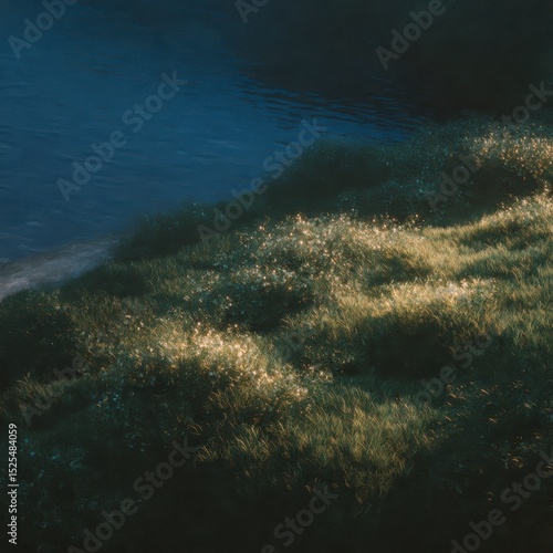 Serene Sunset Grassland by Lake  Nature  Landscape  Photography