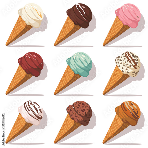 Nine delicious ice cream cones