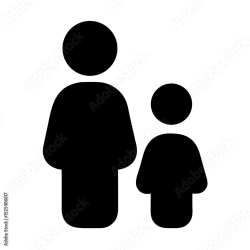 Family Figures Representing a Parent and Child Standing Together in a Simple Design