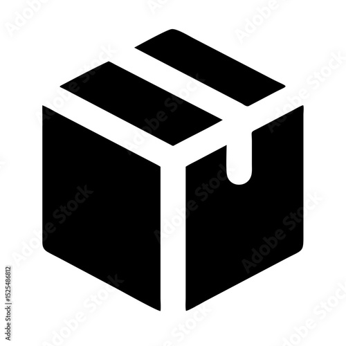 Black Box Icon Representing Shipping and Delivery Processes in Simple Design