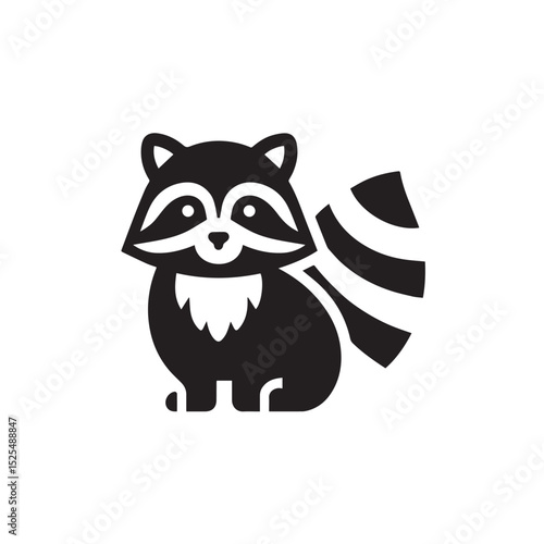 Raccoon silhouette black and white vector icon