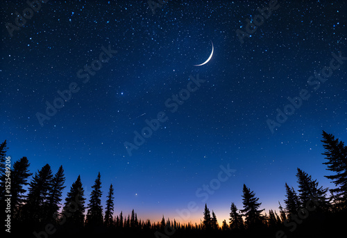 night sky with stars and moon