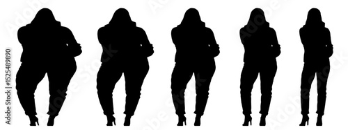 Conceptual fat overweight obese female vs slim fit healthy body after weight loss or diet on white background banner. A  fitness, nutrition or obesity, health shape illustration vector as silhouettes