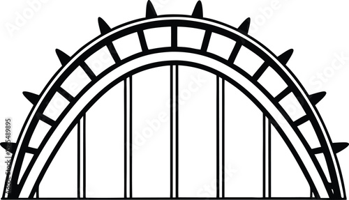 Roller coaster silhouette, amusement ride icon, thin line illustration