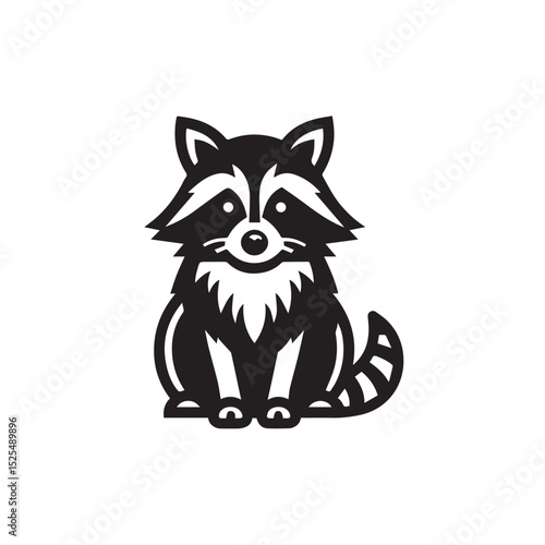 Raccoon silhouette black and white vector icon