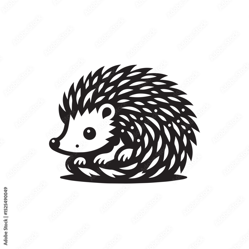 Obraz premium Hedgehog silhouette black and white vector icon