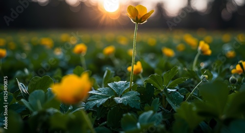 Field of wildflowers or foliage close-up. Capture bright spring blooms or fall leaves: for example, a single bloom or leaf in sharp focus (vertical macro) against a blurred natural background, or a ho