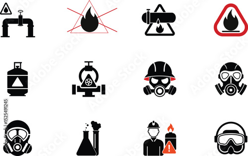 Danger Symbol Black, Chemical Warning  Vector silhouette