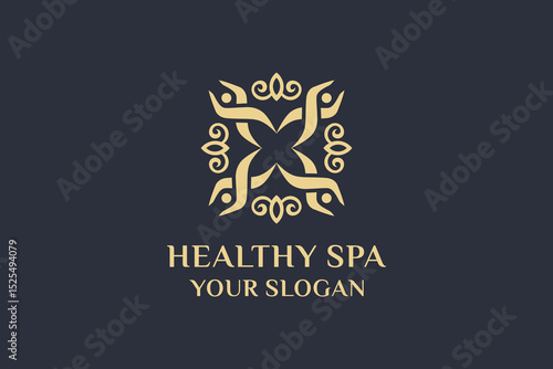 Luxury Health Center, Spa and Fitness  Mandala Logo Design Template