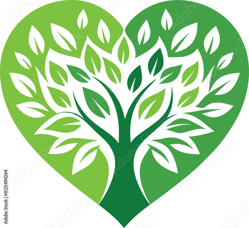 A tree logo in heart shape vector
