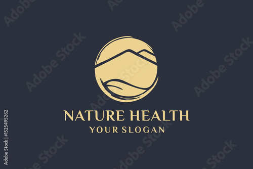 Natural Health Therapy Luxury Logo Design, Natural Health Therapy with Views of Nature and Mountains