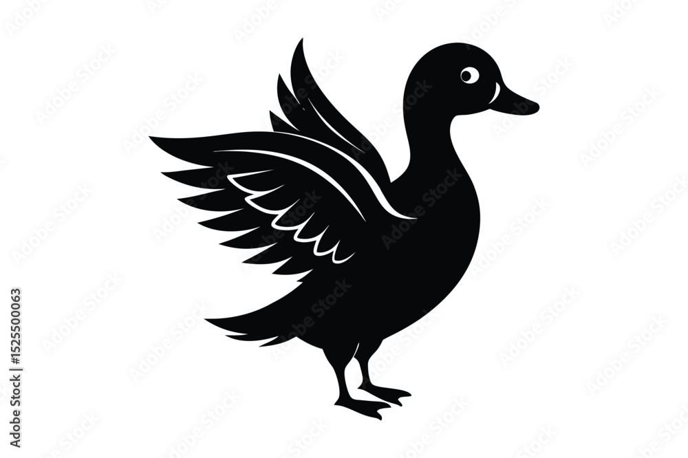 Fototapeta premium Duck Silhouette vector , Wood duck Silhouette vector bundle 