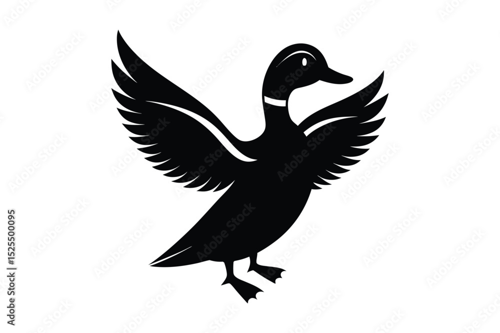 Fototapeta premium Duck Silhouette vector , Wood duck Silhouette vector bundle