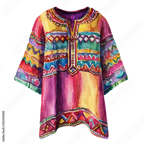 Tunic, watercolor illustration vector, high quality, isolated on a white background.