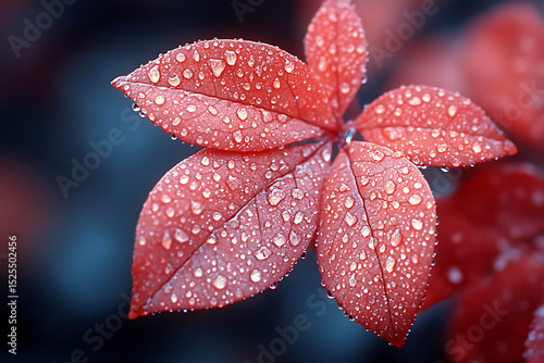 red flower with water drops