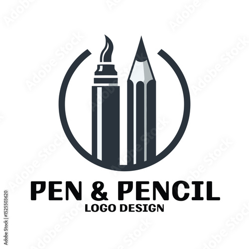 Pen And Pencil Vector Logo Design