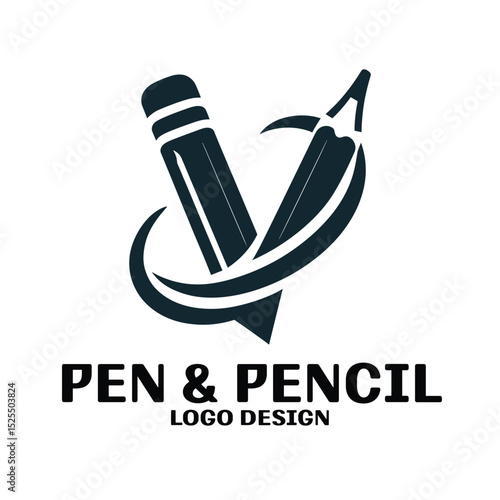 Pen And Pencil Vector Logo Design