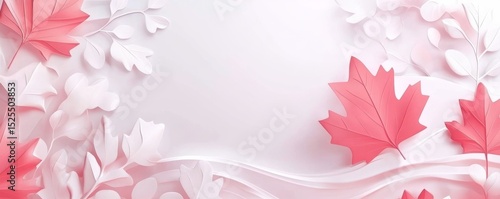 Pink and White Paper Leaves Abstract Background, Pastel, Floral Leaf art, Paper craft