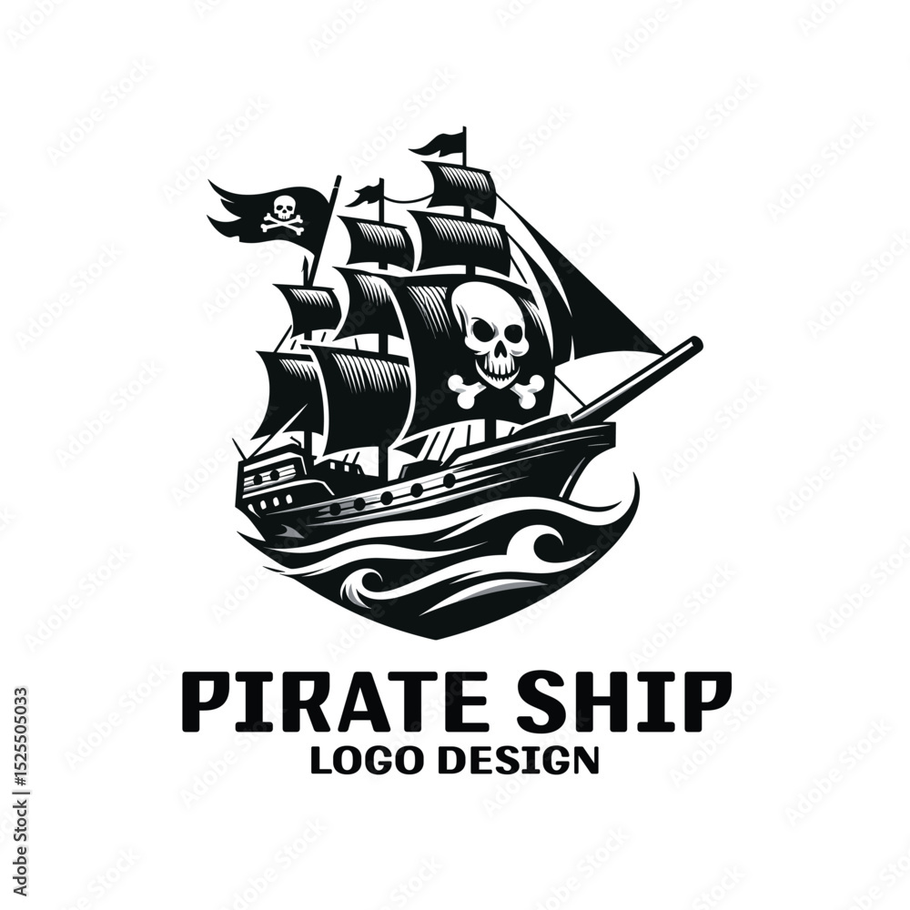 Pirate Ship Vector Logo Design Pirate Ship Vector Logo Design