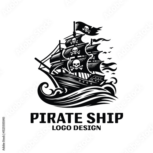 Pirate Ship Vector Logo Design