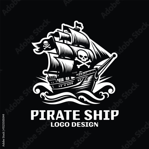 Pirate Ship Vector Logo Design