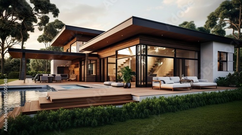 A photo of a modern house with a verandah
