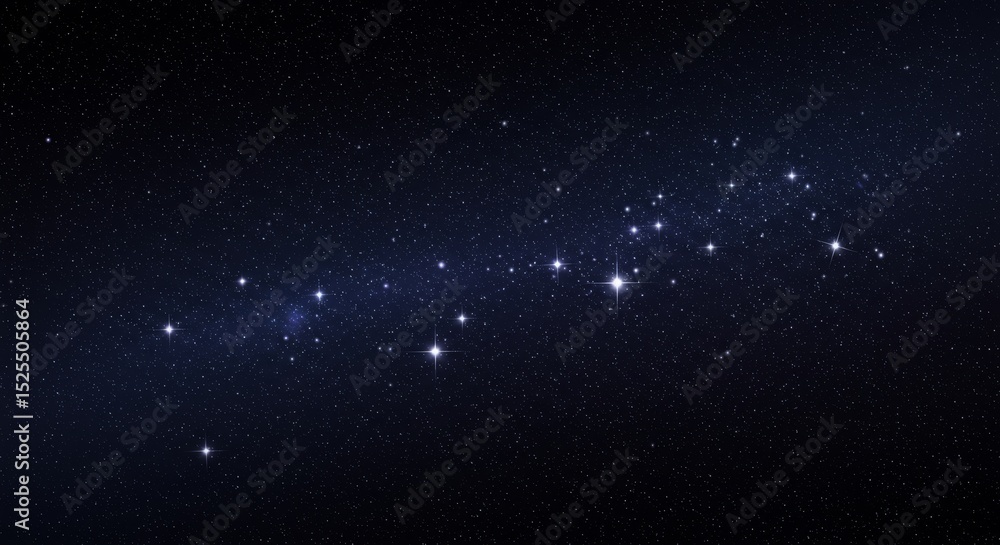 Obraz premium Dark Blue Night Sky with Bright Stars and Milky Way Galaxy