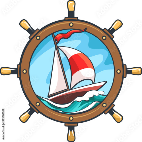 Sailboat colorful emblem