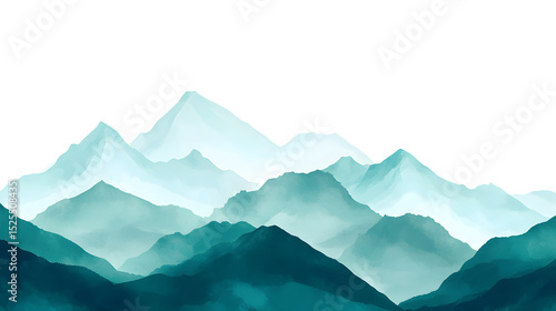 Wallpaper Mural Abstract mountain range, vibrant teal and pastel green hues, isolated on white background Torontodigital.ca