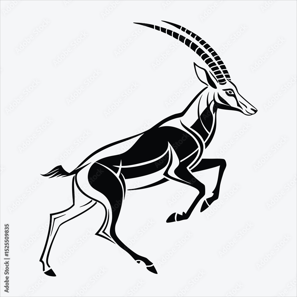 Obraz premium Antelope line art White background illustration Generative Ai.