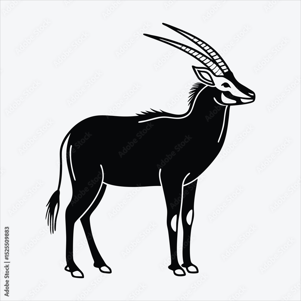 Fototapeta premium Antelope line art White background illustration Generative Ai.