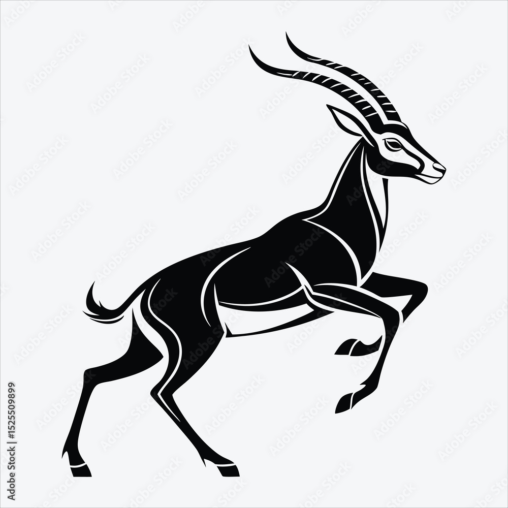 Fototapeta premium Antelope line art White background illustration Generative Ai.