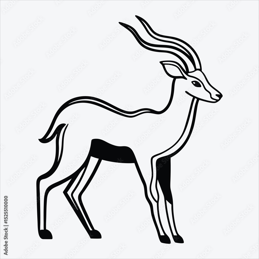 Obraz premium Antelope line art White background illustration Generative Ai.