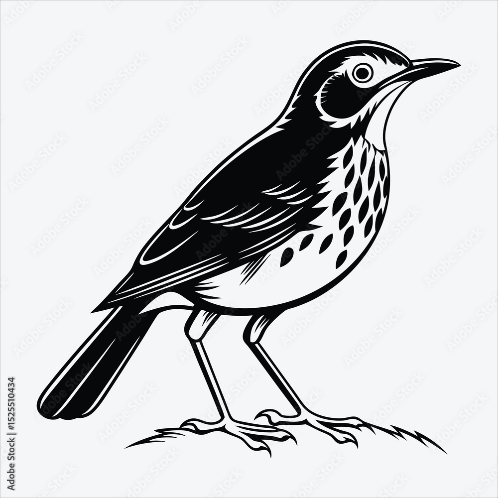 Obraz premium Antpitta line art White background illustration Generative Ai.