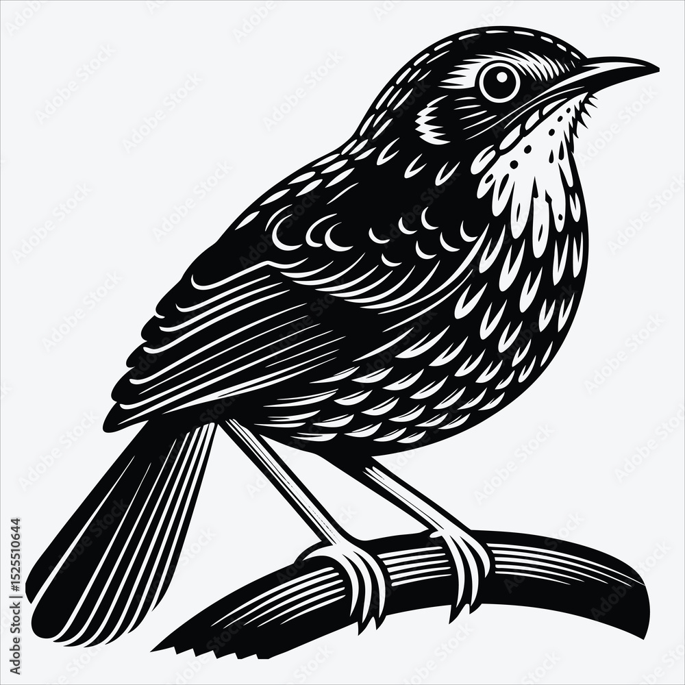 Obraz premium Antpitta line art White background illustration Generative Ai.