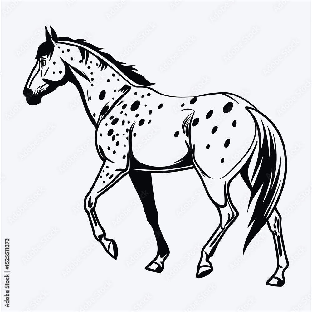 Obraz premium Appaloosa line art White background illustration Generative Ai.