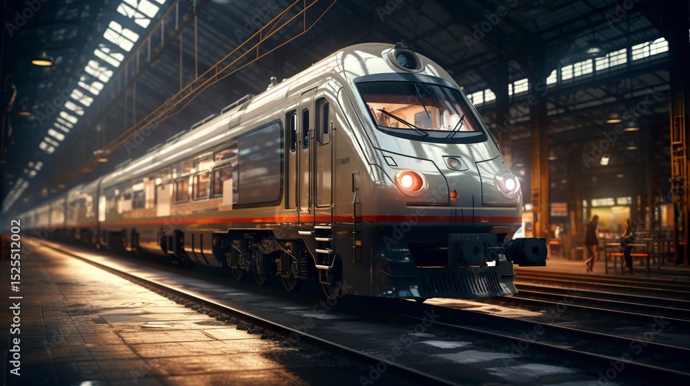 Naklejka premium A photo of a modern train in a depot