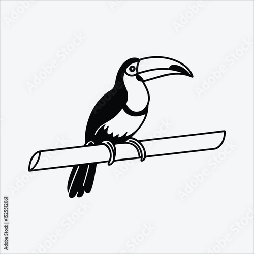 Aracari line art White background illustration Generative Ai.