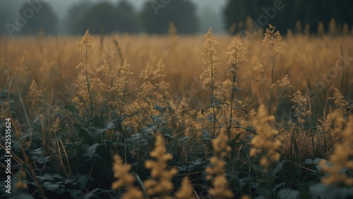 Wallpaper Mural A field of tall, golden plants during sunset or sunrise with trees in the background. Torontodigital.ca